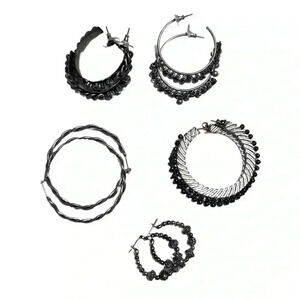 Lot of 5 pairs of silver hoops